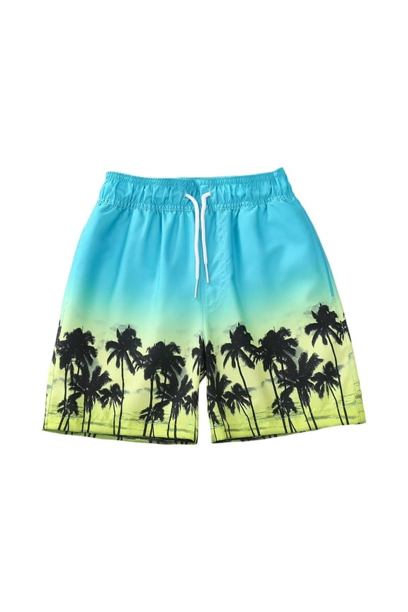 Swim Trunks with Compression Liner for Boys Teen Boy Swim Shorts Quick Dry Toddler Boy Bathing Suit Stretch Toddler Beach Board Shorts Green 5-6Y