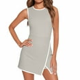 thumbnail image 1 of Mlqidk Tennis Athletic Dress for Women Side Slit Golf Workout Sport Athletic Mini Dress Build In Shorts with Pockets Khaki L, 1 of 8