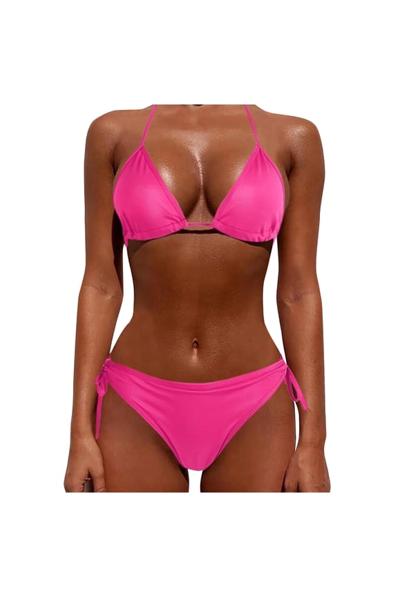 Thong Bikini Swimsuit for Women Black Brazilian String Bikinis Bathing Suit Triangle Top Bathing Suits Swimsuits,Hot Pink S