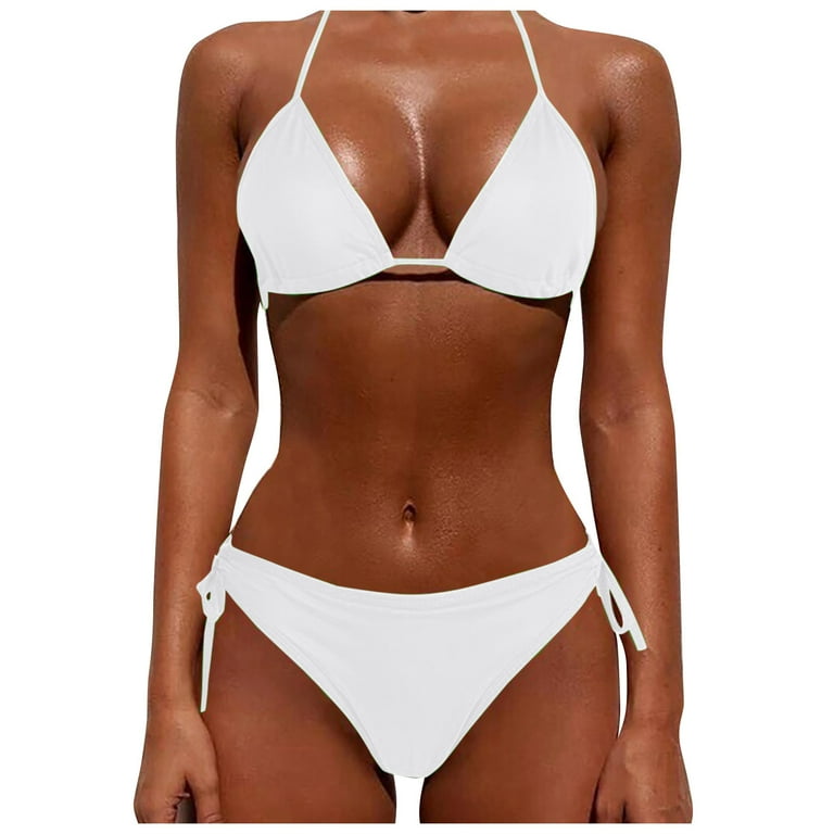 Mlqidk Thong Bikini Swimsuit for Women Black Brazilian String Bikinis Bathing Suit Triangle Top Bathing Suits Swimsuits White L Walmart