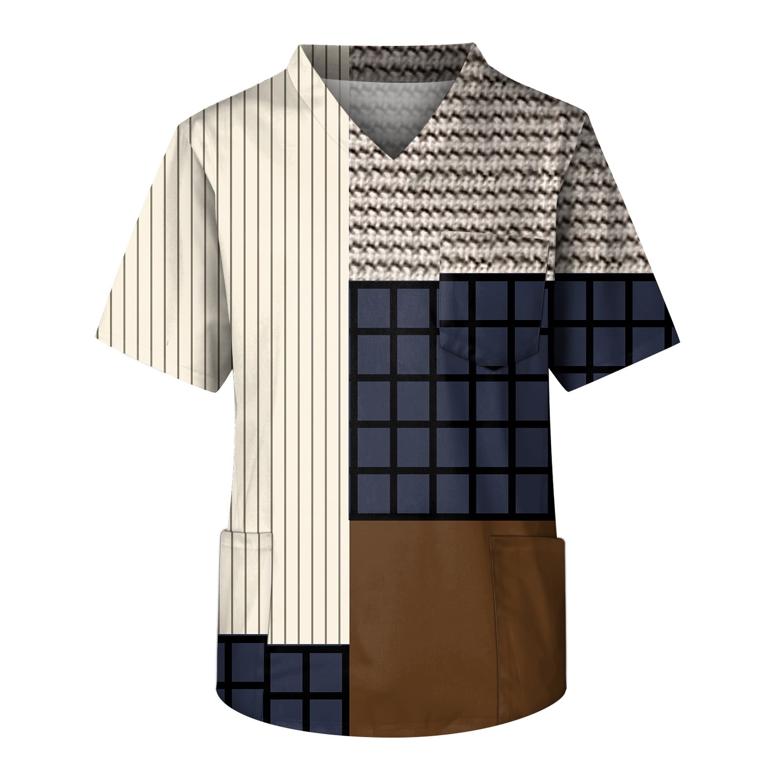 Mlqidk White Scrub Top for Men, Plus Size Scrub Tops VNeck Fun T