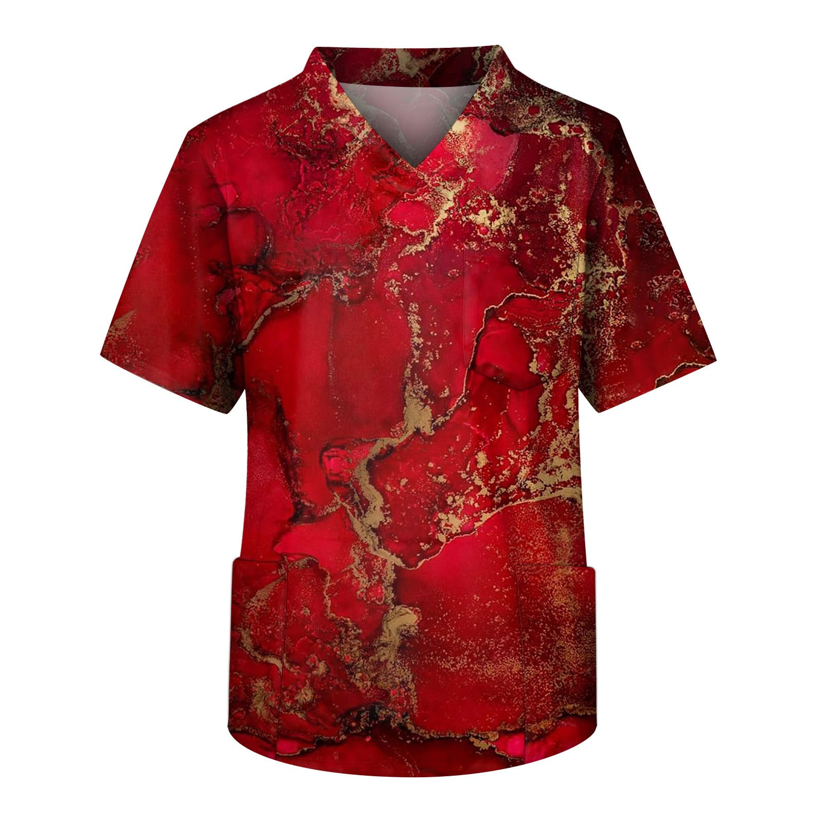 Mlqidk White Scrub Top for Men, Stretchy Print Medical Scrubs Tops