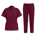 thumbnail image 1 of Mlqidk Wine Scrubs Sets for Women Top and Pants with Pockets Breathable Medical Scrub Set Nurse Scubs Wine S, 1 of 8