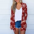 thumbnail image 1 of Mlqidk Women Christmas Cardigan Snowflake Xmas Tree Shirt Knitting Long Sleeve Open Front Outwear Knitted Sweaters Coat Holiday Top Watermelon Red XXL, 1 of 5