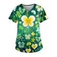 thumbnail image 1 of Mlqidk Women St Patricks Day Scrub Tops Stretchy Plus Size Short Sleeve V Neck Uniform Scrubs Workwear Nurse Shirts Yellow XL, 1 of 3
