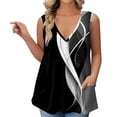 thumbnail image 1 of Mlqidk Women's Plus Size Tops 4x-5x Sexy Deep V Neck T Tank Shirts Floral Print T-Shirt Sleeveless Tops Loose Fit Casual Trendy Tunics Black 2XL, 1 of 5