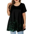 thumbnail image 1 of Mlqidk Women's Plus Size Tops Summer Plus Spring Tops Crew Neck Short Sleeve Tunic Womens Tops Plus Size Ethnic Floral Print Dressy Casual Tee Shirts Loose Fit Clothes for Women Green XL, 1 of 5