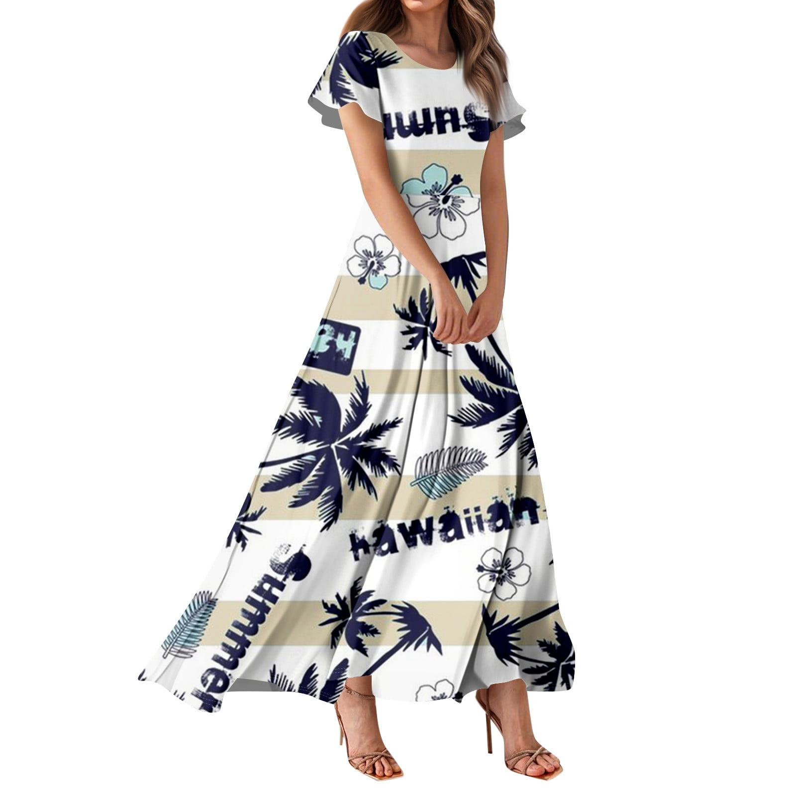Mlqidk Women's Sundresses 2025 Boho Floral Print Long Dresses Cute Short  Sleeve Aline Dresses Fashion V Neck Dress Vestidos De Verano Para Mujer -  Walmart.com