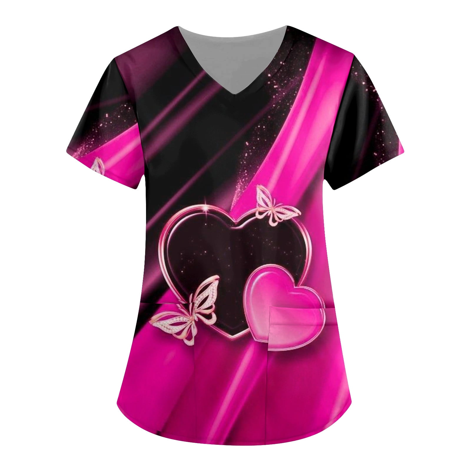 Mlqidk Women's Valentines Day Scrub Tops, Womens Uniforms Plus Size