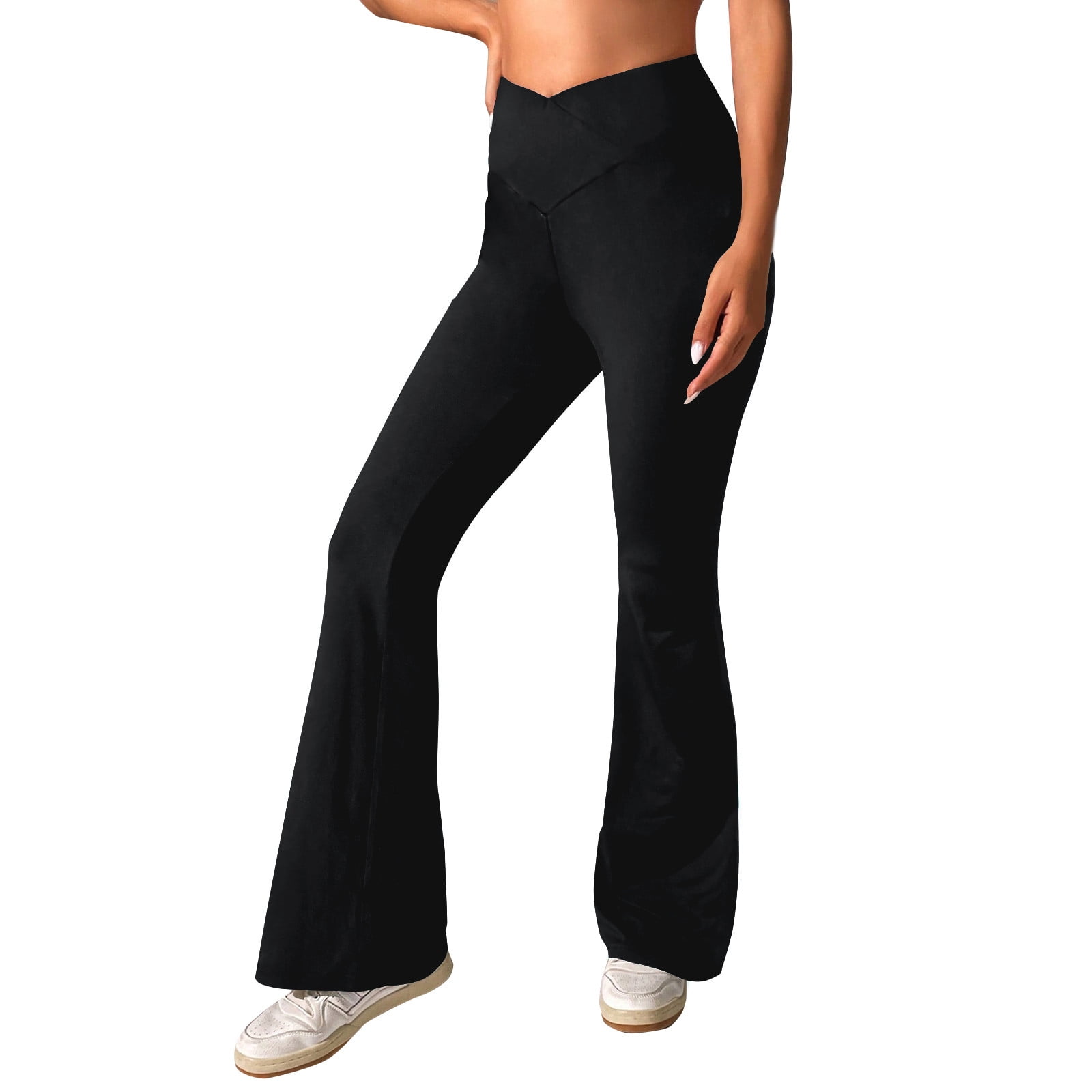 Mlqidk Womens Bootcut Yoga Pants Leggings High Waisted Tummy Control Yoga  Flare Pants Black L