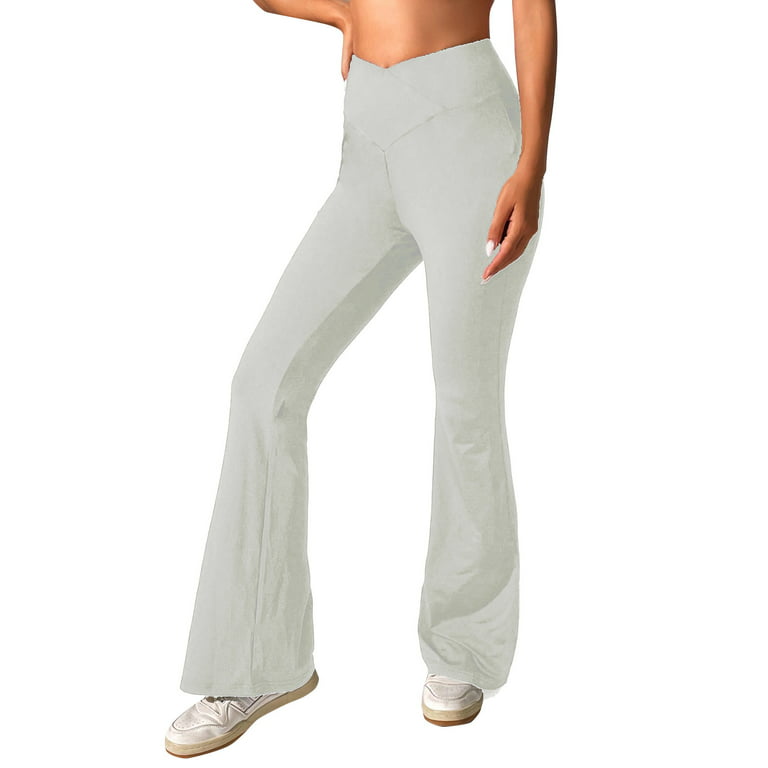 Mlqidk Womens Bootcut Yoga Pants Leggings High Waisted Tummy Control Yoga  Flare Pants White L