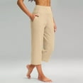 thumbnail image 1 of TQWQT Womens Capris for Summer High Waist Leggings Yoga Capris Wide Leg Capri Pants with Pockets Plus Size Tummy Control Cropped Pants Beige L, 1 of 7