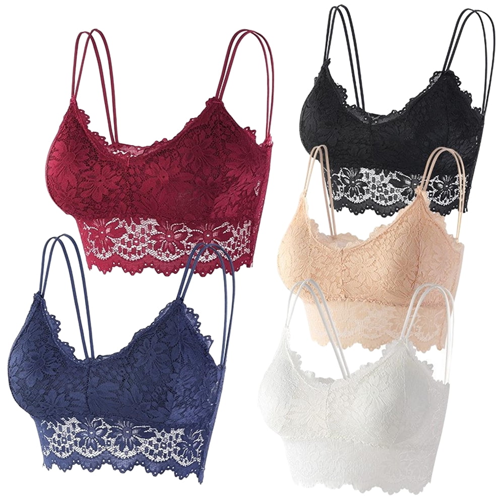 Mlqidk Womens Sexy Lace Backless Bralette Bra Vest Crochet Tank Camisole Padded Bra Crop Top
