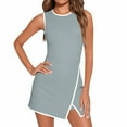 thumbnail image 1 of Mlqidk Womens Tennis Dress Side Slit Golf Active Sport Athletic Mini Dresses Build In Shorts with Pockets Light Green L, 1 of 9