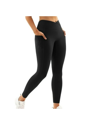 V Cross Waist Leggings for Women- Soft Workout Gym Running High Waisted Non  See Through Yoga Pants 