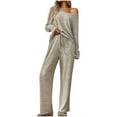 thumbnail image 1 of Mlzmgr 2 Piece Sets for Women One Shoulder Long Sleeve Shirts Loose Fitted Drawstring Pants Womens Casual Going out Suit Sets, 1 of 7