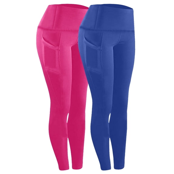 Mlzmgr 2PC Yoga Leggings for Women Breatable High Waist Trousers with Pockets Workout Gym Pants S-3XL