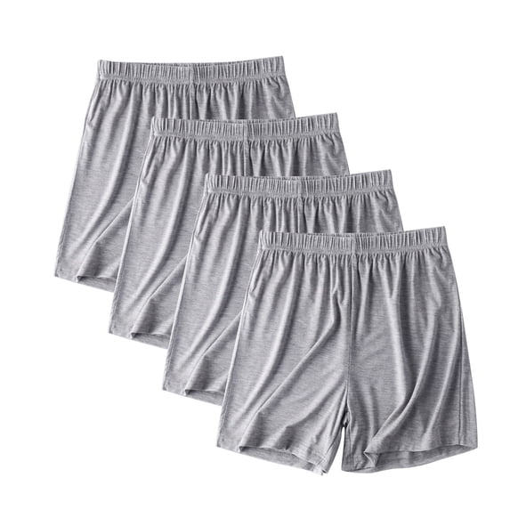 Mlzmgr 4PC Pajama Shorts for Men Solid Color Soft Comfy Elastic Waist Lounge Sleep Wear Shorts for Men