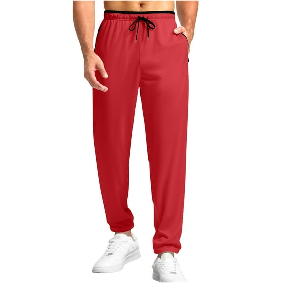 Mlzmgr Athletic Men's Pants Drawstring Straight Leg Pants with Pockets Casual Sports Trousers Solid Color