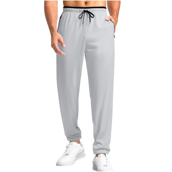 Mlzmgr Athletic Men's Pants Drawstring Straight Leg Pants with Pockets Casual Sports Trousers Solid Color
