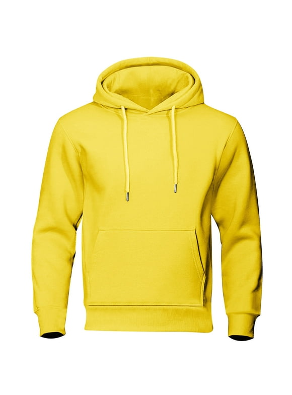 Athletic Men's Sweatshirts with Pockets Hooded Drawstring Fleece Warm Running Shirts Solid Color