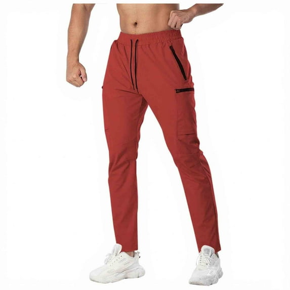 Mlzmgr Athletic Pants for Men Quick Drying Straight Leg Climbing Pants with Multi Zip Pockets Solid Color