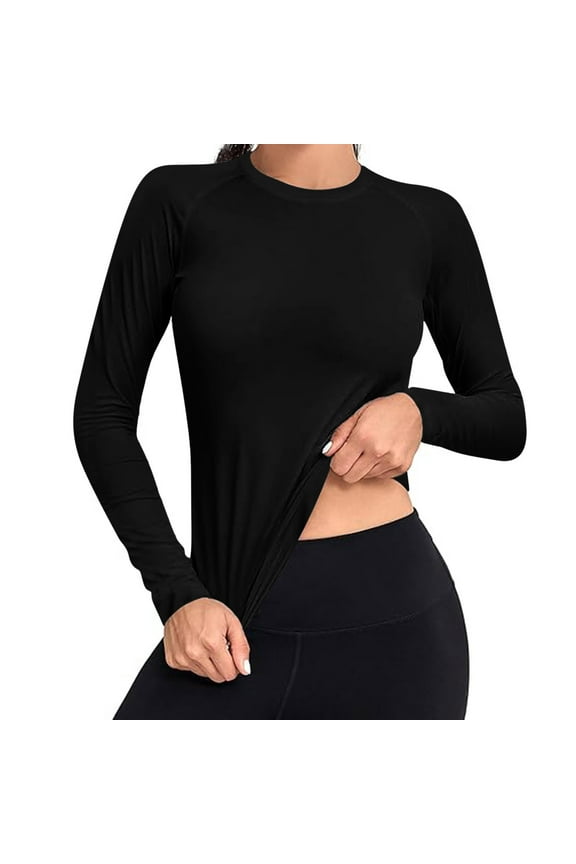 Athletic Womens Shirts Long Sleeve Crewneck Moisture Wicking Stretchy Activewear Shirts for Women