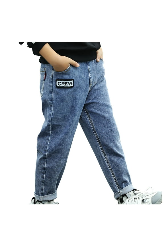 Baby Boys Clothes Toddler Jeans Elastic Waist Trousers Comfy Kids Fitting Stretch Denim Pants