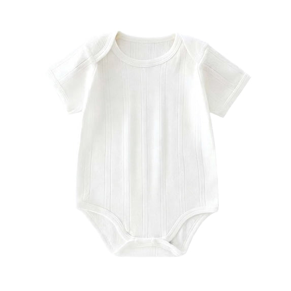Mlzmgr Boys Girls Infant Clothes Short Sleeve Crew Neck Comfy Lightweight Toddler Romper Summer Casual Newborn Jumpsuit(3-6 Months,White)