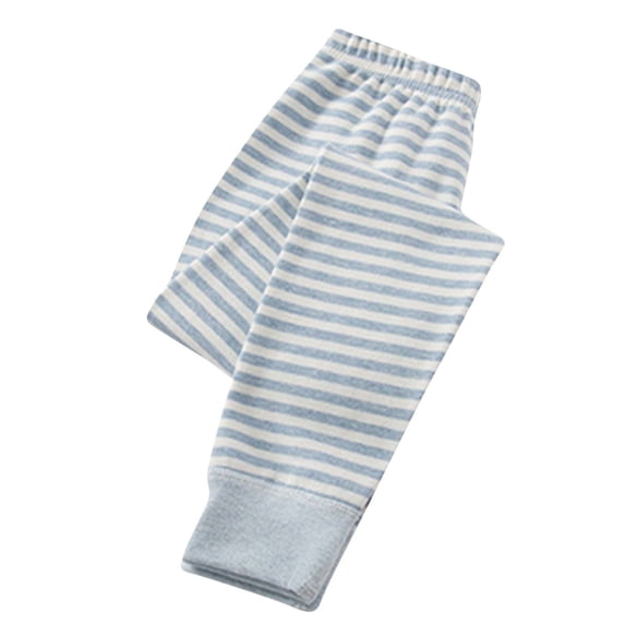 Mlzmgr Boys and Girls Warm Pants Striped Thick Elastic Waist Comfy Stretchy Casual Fall Winter Thermal Loungewear Pants(11-12 Years,Light Blue)