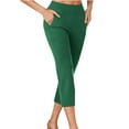 thumbnail image 1 of Mlzmgr Capri Leggings for Women Stretchy Elastic Waist Casual Base Layer Capris Solid Color Summer Fashion, 1 of 6