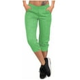 thumbnail image 1 of Mlzmgr Capri Pants for Women Cropped Pants Casual Loose Workout Trousers with Pockets Solid Color, 1 of 8