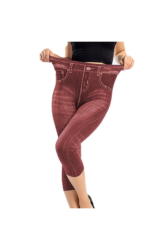 Capris for Women Jean Leggings for Women Spandex Leastic Waist Slim Fitted Women's Capris Summer Trendy