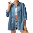 thumbnail image 1 of Mlzmgr Cardigan Sweaters for Women 3/4 Sleeve Cotton Open Front Tops for Women Casual Going out Shirts Women, 1 of 8