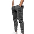 thumbnail image 1 of Mlzmgr Cargo Pants Men Denim Elastic Waist Drawstring Joggers with Pockets Running Basketball Pants, 1 of 4