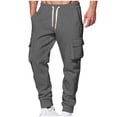 thumbnail image 1 of Mlzmgr Cargo Pants for Men Fleece Warm Elastic Waist Drawstring Joggers with Pockets Running Basketball Pants, 1 of 5