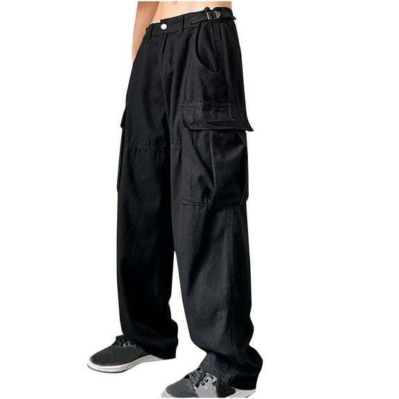 Mlzmgr Cargo Pants for Men with Multi Pockets Baggy Outdoor Active Trousers Loose Fitted Casual Pants