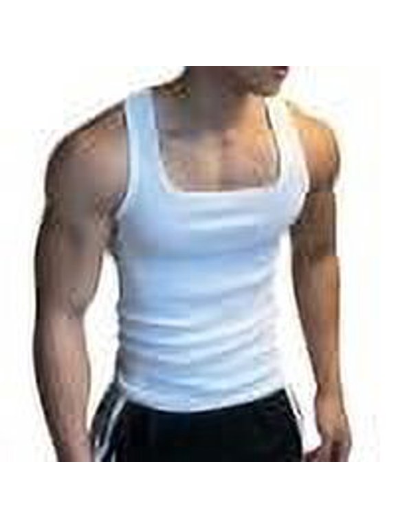 Compression Tank Tops for Men Square Neck Sleeveless Basic Men's Tanks Athletic Workout Gym Muscle Tops
