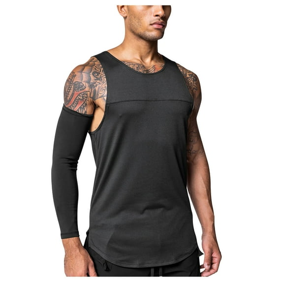 Mlzmgr Compression Tanks for Men Sleeveless Crew Neck Mens Basic Tops Quick Drying Athletic Workout Tank Tops
