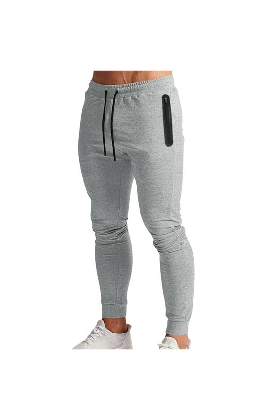 Cotton Joggers for Men Drawstring Elastic Waisted Sweatpants with Pockets Slim Fitted Mens Sports Casual Pants