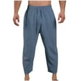 thumbnail image 1 of Mlzmgr Cotton Linen Pants for Men Drawstring Elastic Waist Lightweight Pants Summer Vacation Beach Trousers, 1 of 5