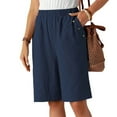 thumbnail image 1 of Mlzmgr Cotton Linen Shorts Women Straight Leg Casual Going out Shorts with Pockets Womens Trendy Shorts S-3XL, 1 of 2