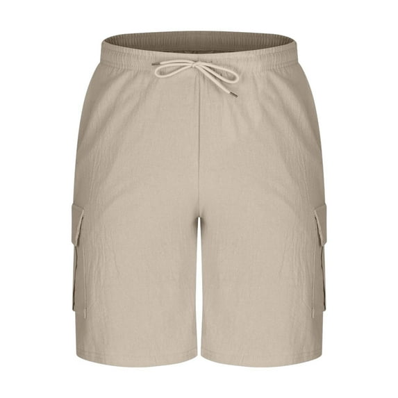 Mlzmgr Cotton Linene Shorts for Men 9 Inch Inseam Breathable Soft Comfy Shorts with Pockets Loungewear Short Pants