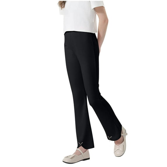 Mlzmgr Cotton Pants for Teen Girls Flare Leg Fitness Yoga Dance Workout Pants for Girls Solid Color 2-13 Years