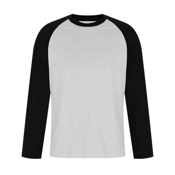 Mlzmgr Cotton Shirts for Men Basic Long Sleeve Crewneck Tops Color Blocked Breathable T Shirt Shirts