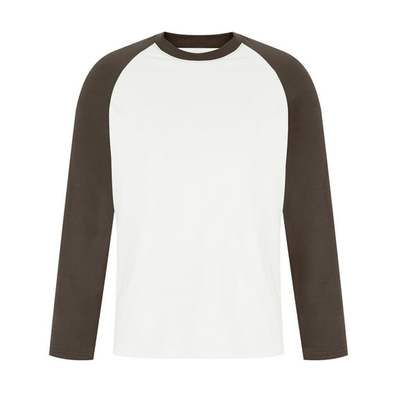 Mlzmgr Cotton Shirts for Men Basic Long Sleeve Crewneck Tops Color Blocked Breathable T Shirt Shirts