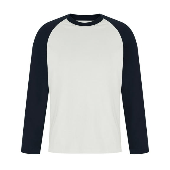 Mlzmgr Cotton Shirts for Men Basic Long Sleeve Crewneck Tops Color Blocked Breathable T Shirt Shirts