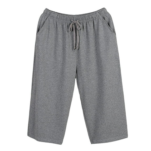 Mlzmgr Cotton Shorts for Men L-4XL Loose Fitted Drawstring Elastic Waist Shorts with Pockets Loungeweawr Comfy Shorts