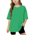 thumbnail image 1 of Mlzmgr Girls Boys T-shirts Short Sleeve Crewneck Blouses Tops 5-15 Years Loose Fitted Solid Color Tees, 1 of 8