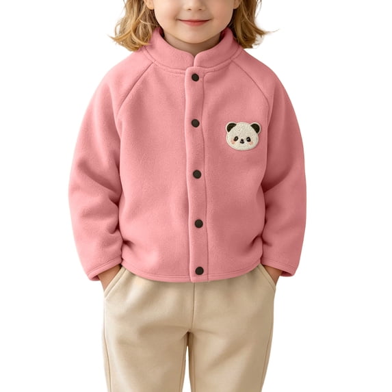 Mlzmgr Girls Clothes Fall Winter Warm Jackets Button down Stand Collar Fleece Thick Thermal Cute Tops for Toddler Kids(3-4 Years)